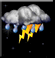 Nearby thunderstorm, Light rain, Overcast Nearby thunderstorm, Light rain, Overcast
